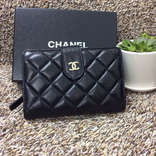 Chanel Matelasse Bi-Fold Wallet Sheepskin Leather A50073 Black