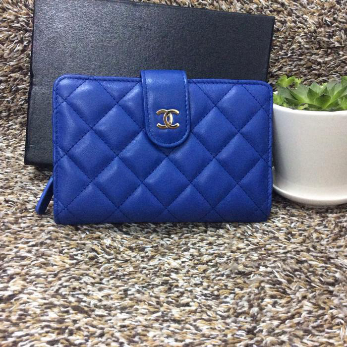 Chanel Matelasse Bi-Fold Wallet Sheepskin Leather A50073 Blue