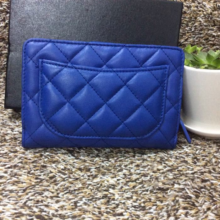 Chanel Matelasse Bi-Fold Wallet Sheepskin Leather A50073 Blue