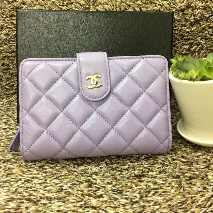 Chanel Matelasse Bi-Fold Wallet Sheepskin Leather A50073 Lavender