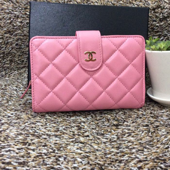 Chanel Matelasse Bi-Fold Wallet Sheepskin Leather A50073 Pink