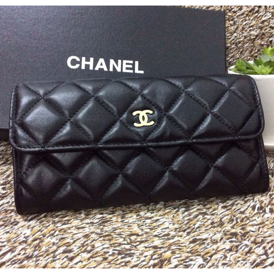 Chanel Matelasse Bi-Fold Wallet Sheepskin Leather A50096 Black