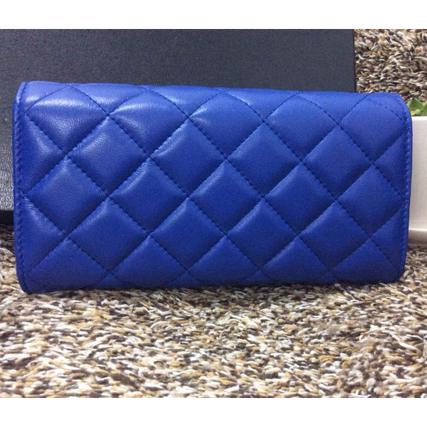 Chanel Matelasse Bi-Fold Wallet Sheepskin Leather A50096 Blue