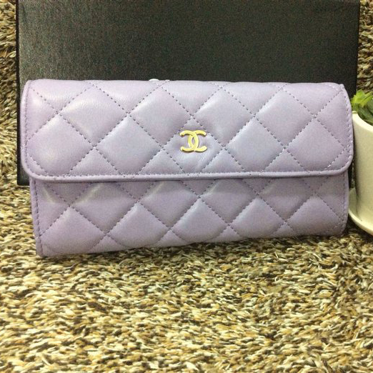 Chanel Matelasse Bi-Fold Wallet Sheepskin Leather A50096 Lavender