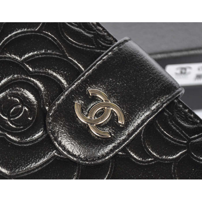 Chanel Matelasse Bi-Fold Wallet Sheepskin Leather C091 Black