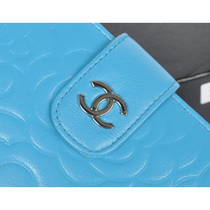 Chanel Matelasse Bi-Fold Wallet Sheepskin Leather C091 Blue