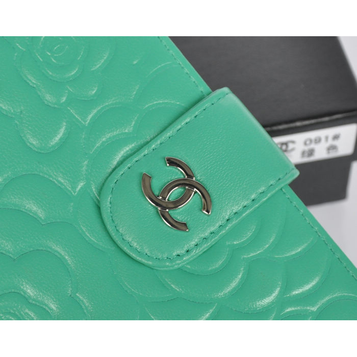 Chanel Matelasse Bi-Fold Wallet Sheepskin Leather C091 Green