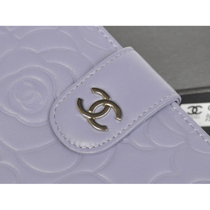 Chanel Matelasse Bi-Fold Wallet Sheepskin Leather C091 Purple