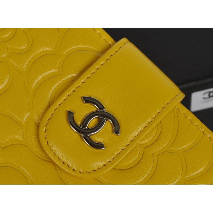 Chanel Matelasse Bi-Fold Wallet Sheepskin Leather C091 Yellow