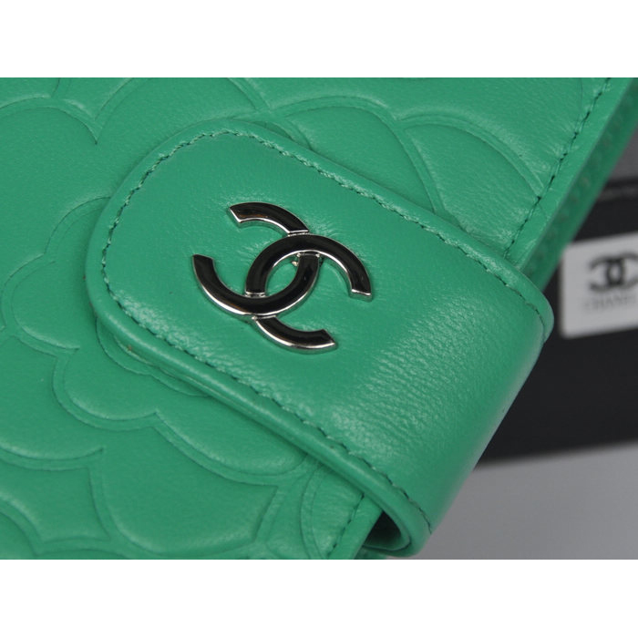 Chanel Matelasse Bi-Fold Wallet Sheepskin Leather C092 Green