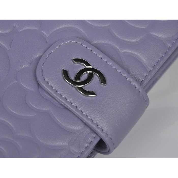 Chanel Matelasse Bi-Fold Wallet Sheepskin Leather C092 Purple