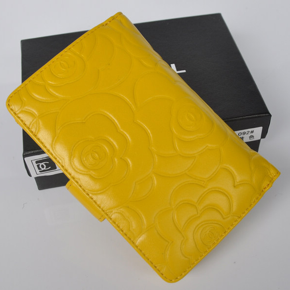 Chanel Matelasse Bi-Fold Wallet Sheepskin Leather C092 Yellow