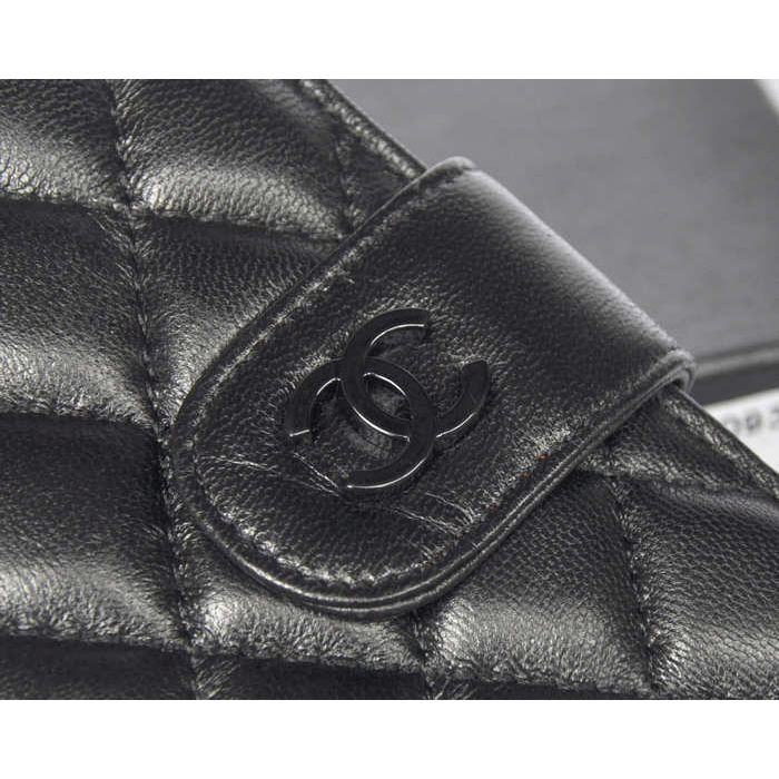 Chanel Matelasse Bi-Fold Wallet Sheepskin Leather C093 Black