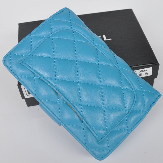 Chanel Matelasse Bi-Fold Wallet Sheepskin Leather C093 Blue