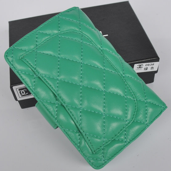 Chanel Matelasse Bi-Fold Wallet Sheepskin Leather C093 Green