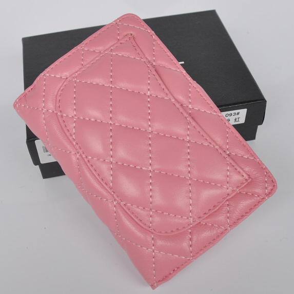 Chanel Matelasse Bi-Fold Wallet Sheepskin Leather C093 Pink