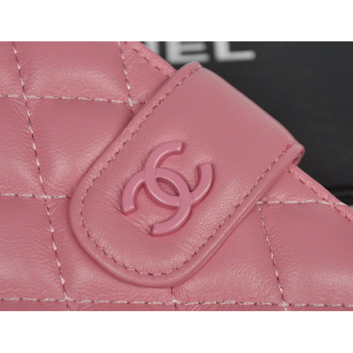 Chanel Matelasse Bi-Fold Wallet Sheepskin Leather C093 Pink