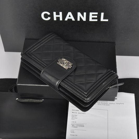 Chanel Matelasse Bi-Fold Wallet in Original Sheepskin Leather A68739 Black