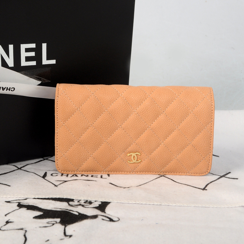 Chanel Matelasse Bi-Fold wallets Original Cannage Pattern Nubuck Leather C001 Apricot