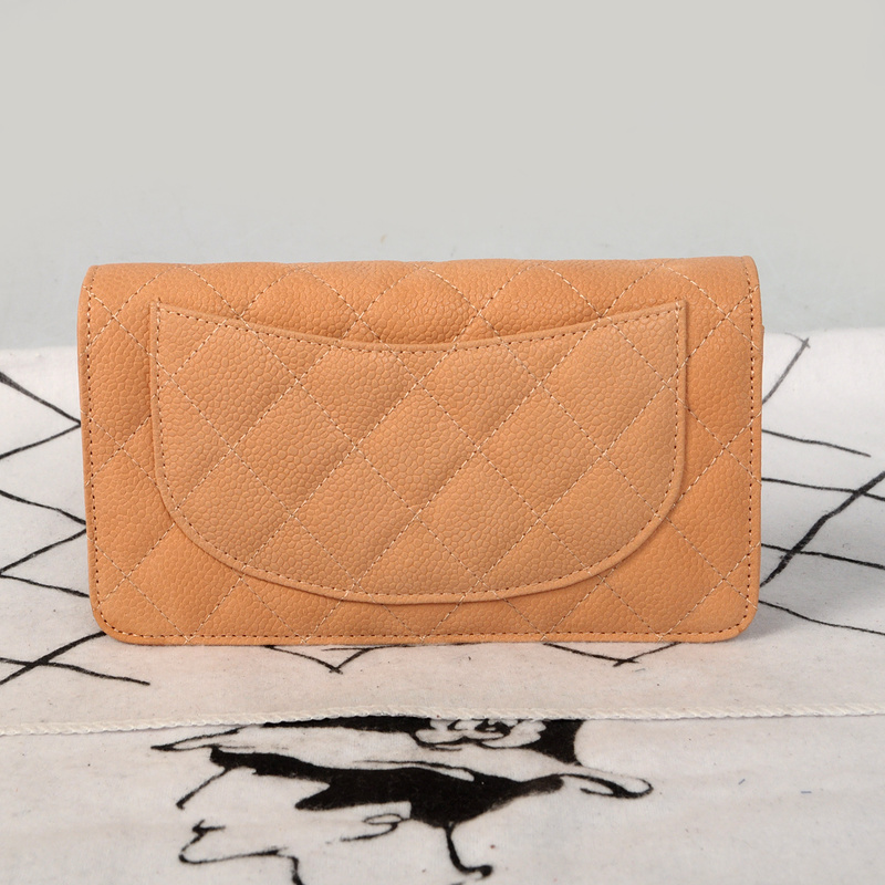 Chanel Matelasse Bi-Fold wallets Original Cannage Pattern Nubuck Leather C001 Apricot