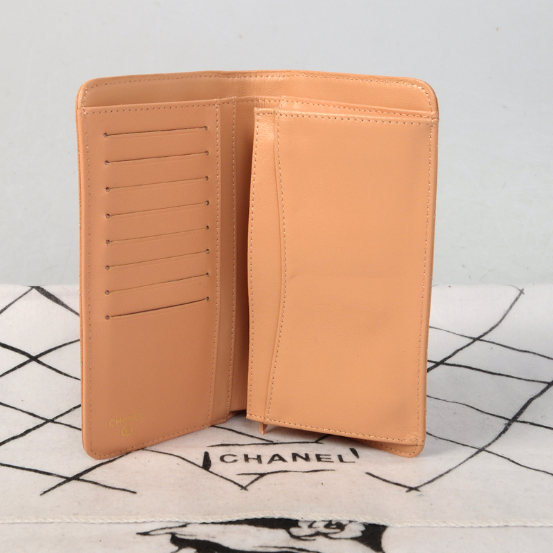 Chanel Matelasse Bi-Fold wallets Original Cannage Pattern Nubuck Leather C001 Apricot