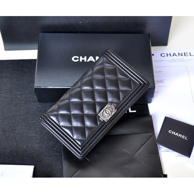 Chanel Matelasse Bi-Fold wallets Original Sheepskin Leather A68722 Black