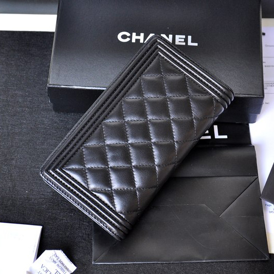 Chanel Matelasse Bi-Fold wallets Original Sheepskin Leather A68722 Black