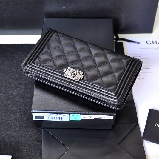 Chanel Matelasse Bi-Fold wallets Original Sheepskin Leather A68722 Black