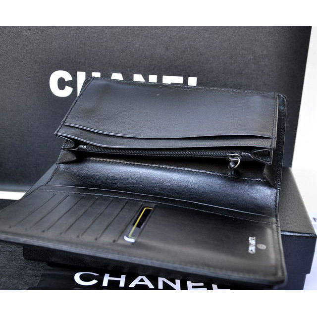 Chanel Matelasse Bi-Fold wallets Original Sheepskin Leather A68722 Black