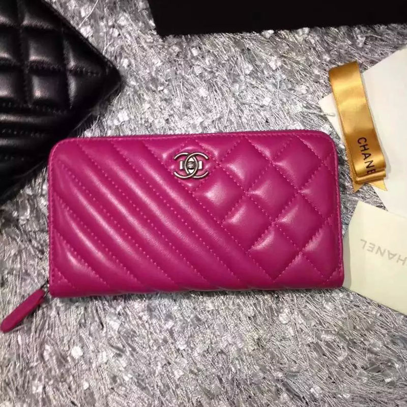 Chanel Matelasse Original Leather Zip Around Wallet A80467 Rose