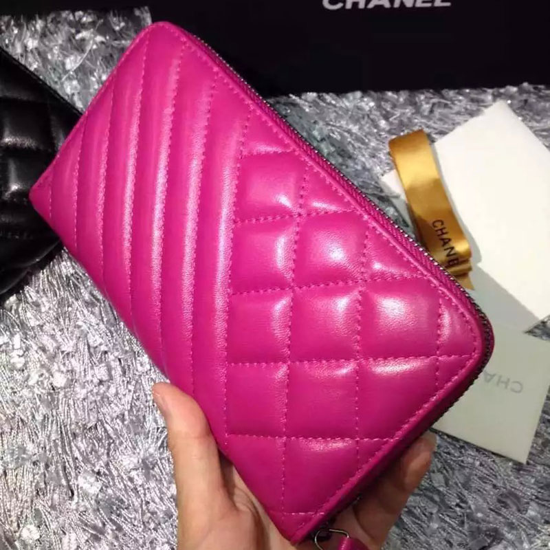 Chanel Matelasse Original Leather Zip Around Wallet A80467 Rose