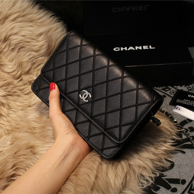 Chanel Matelasse Wallet Sheepskin Leater A80138 Black