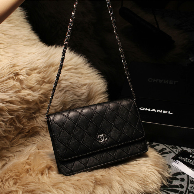 Chanel Matelasse Wallet Sheepskin Leater A80138 Black