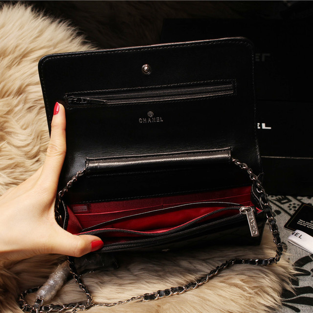 Chanel Matelasse Wallet Sheepskin Leater A80138 Black