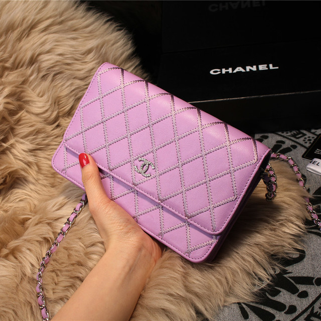 Chanel Matelasse Wallet Sheepskin Leater A80138 Lavender