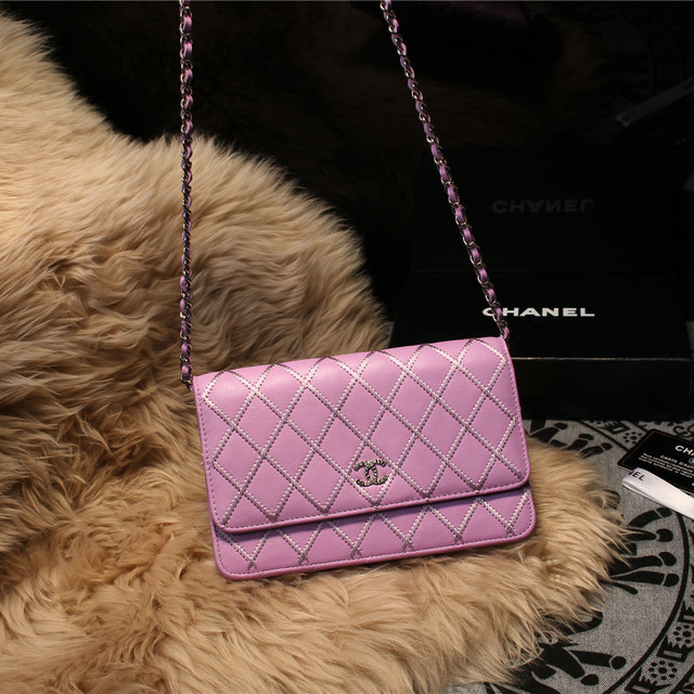 Chanel Matelasse Wallet Sheepskin Leater A80138 Lavender