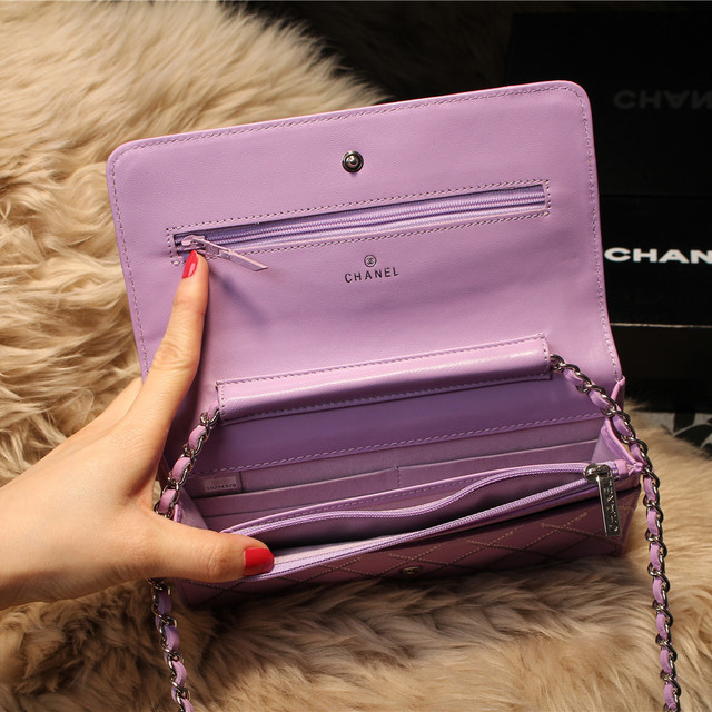 Chanel Matelasse Wallet Sheepskin Leater A80138 Lavender