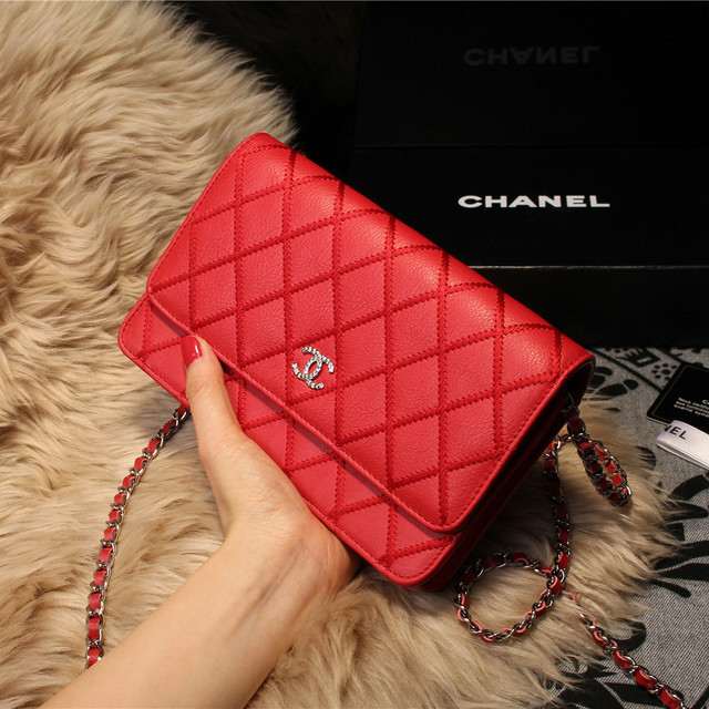 Chanel Matelasse Wallet Sheepskin Leater A80138 Red