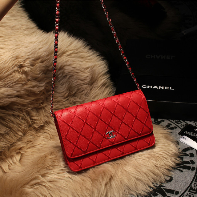 Chanel Matelasse Wallet Sheepskin Leater A80138 Red