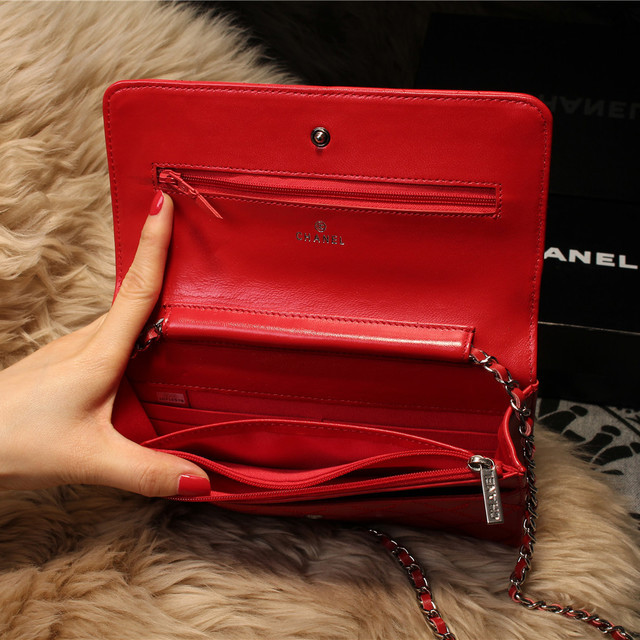 Chanel Matelasse Wallet Sheepskin Leater A80138 Red