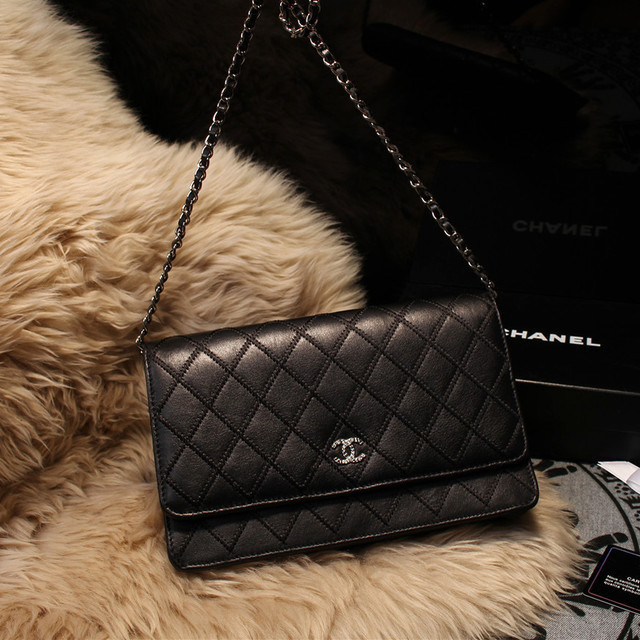 Chanel Matelasse Wallet Sheepskin Leater A80139 Black