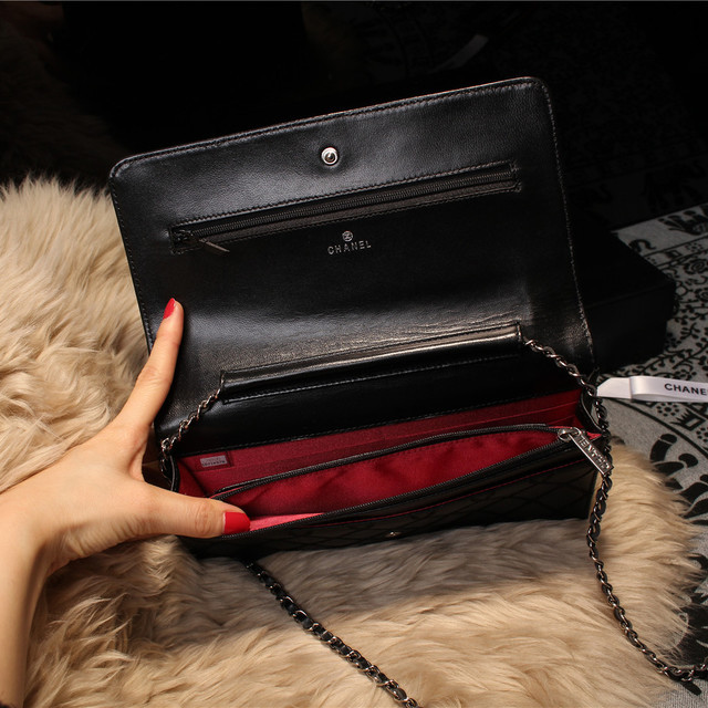 Chanel Matelasse Wallet Sheepskin Leater A80139 Black