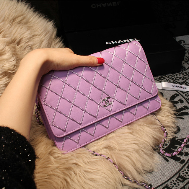 Chanel Matelasse Wallet Sheepskin Leater A80139 Lavender