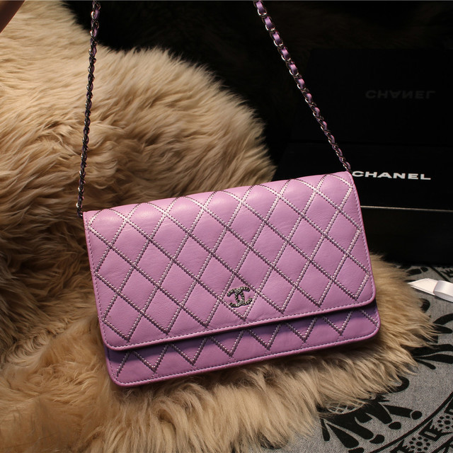 Chanel Matelasse Wallet Sheepskin Leater A80139 Lavender