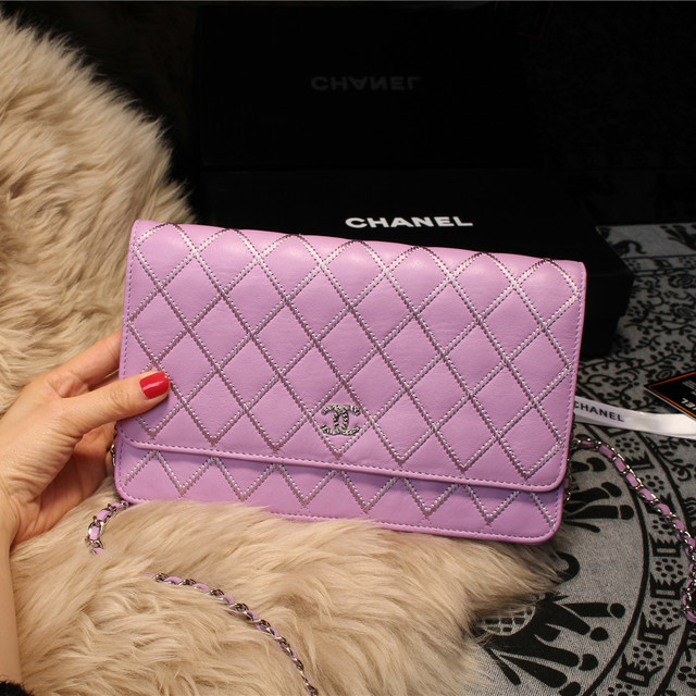 Chanel Matelasse Wallet Sheepskin Leater A80139 Lavender