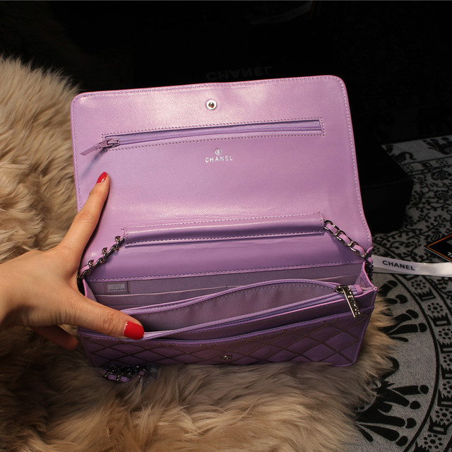 Chanel Matelasse Wallet Sheepskin Leater A80139 Lavender