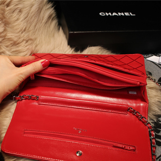 Chanel Matelasse Wallet Sheepskin Leater A80139 Red