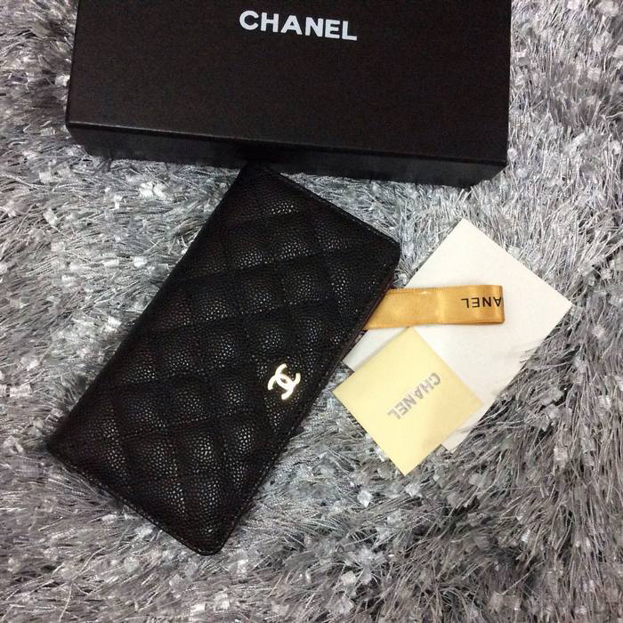 Chanel Matelasse Zip Around Wallet Caviar leather A31508 Black