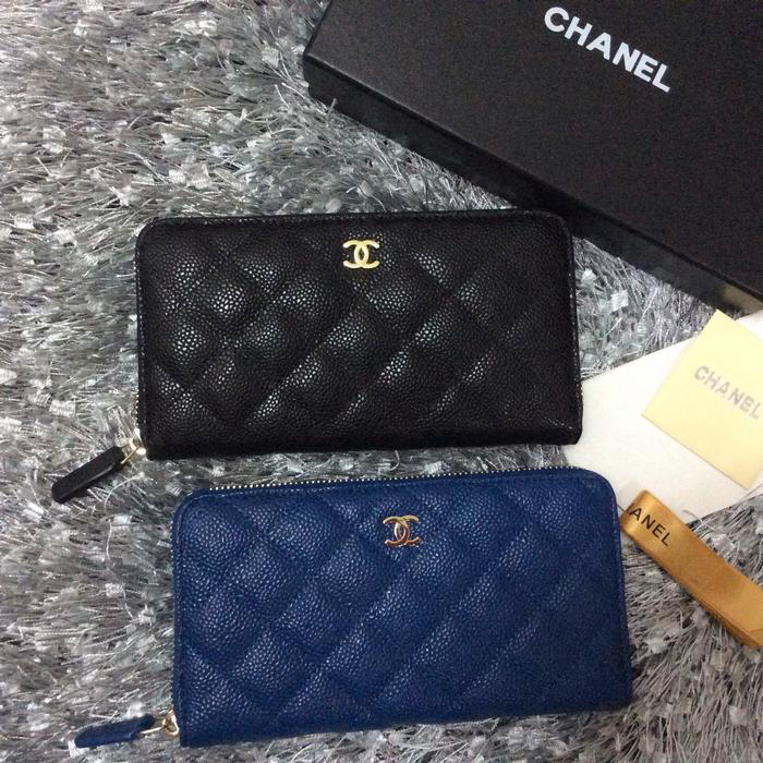 Chanel Matelasse Zip Around Wallet Caviar leather A50071 Black