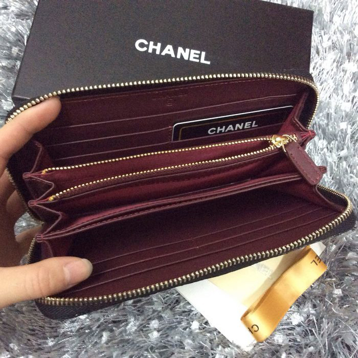 Chanel Matelasse Zip Around Wallet Caviar leather A50071 Black